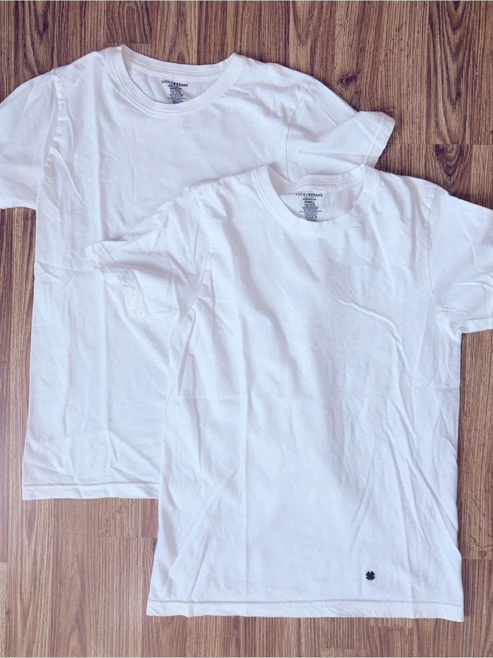 2 Lucky Brand White Short Sleeve Crewneck Undershirts